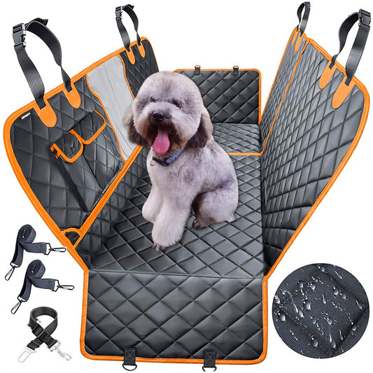 Oneisall 600D Heavy Dog Seat Cover for Back Seat, Durable Large Dog Car Seat Cover with 2 Seat Belts, Back Seat Cover for Travel Pet Supplies, 100% Waterproof Dog Hammock for Car, SUV, Truck