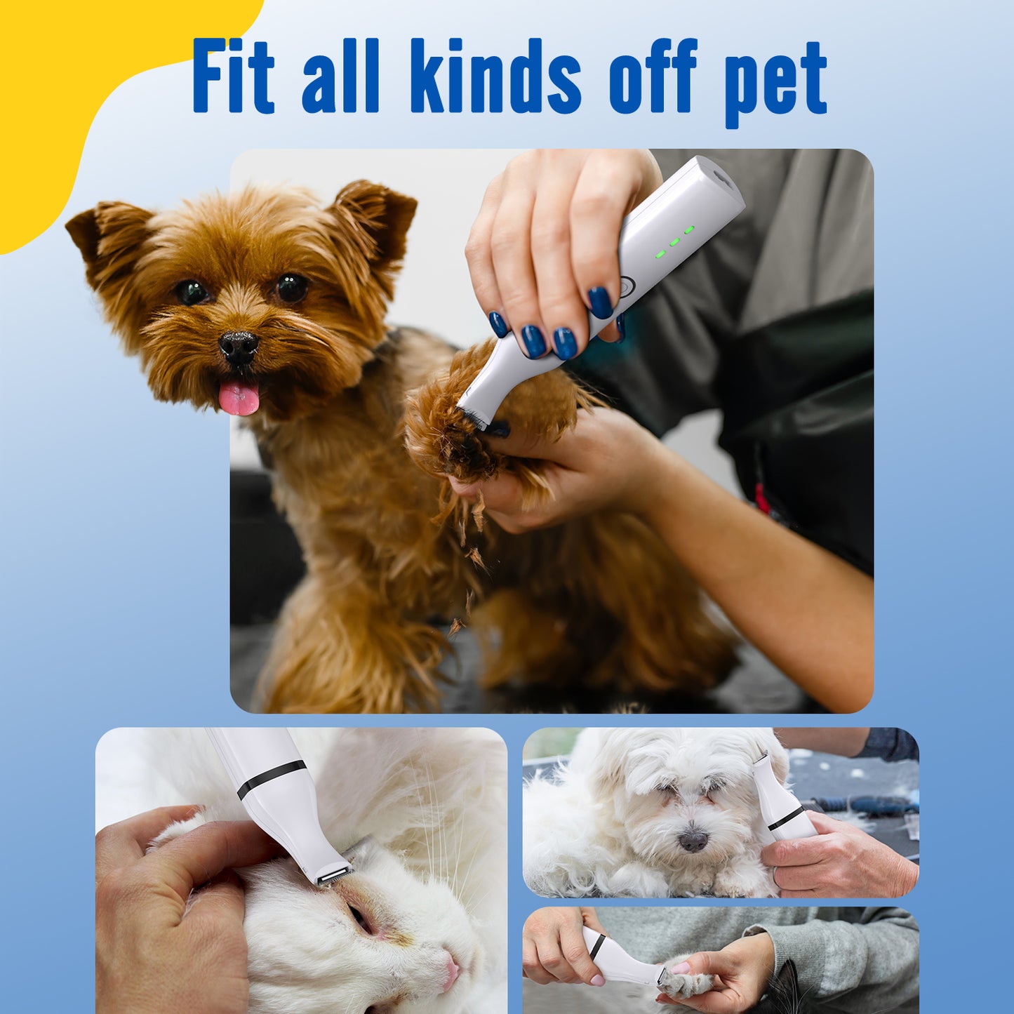 Oneisall N6 Dog Paw Trimmer, 2 Speed Quiet Cordless Small Dog Grooming Clippers Kit - White