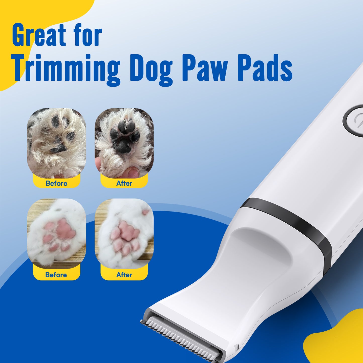 Oneisall N6 Dog Paw Trimmer, 2 Speed Quiet Cordless Small Dog Grooming Clippers Kit - White