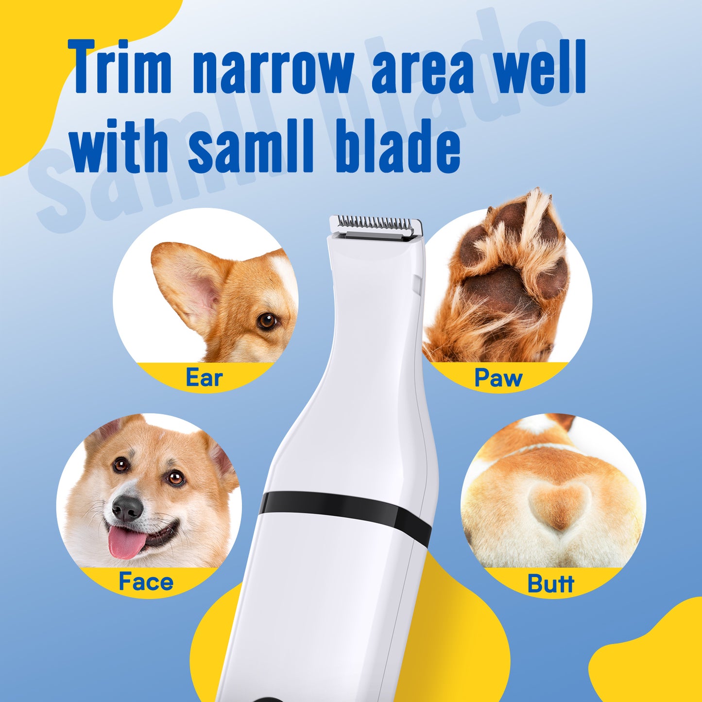 Oneisall N6 Dog Paw Trimmer, 2 Speed Quiet Cordless Small Dog Grooming Clippers Kit - White