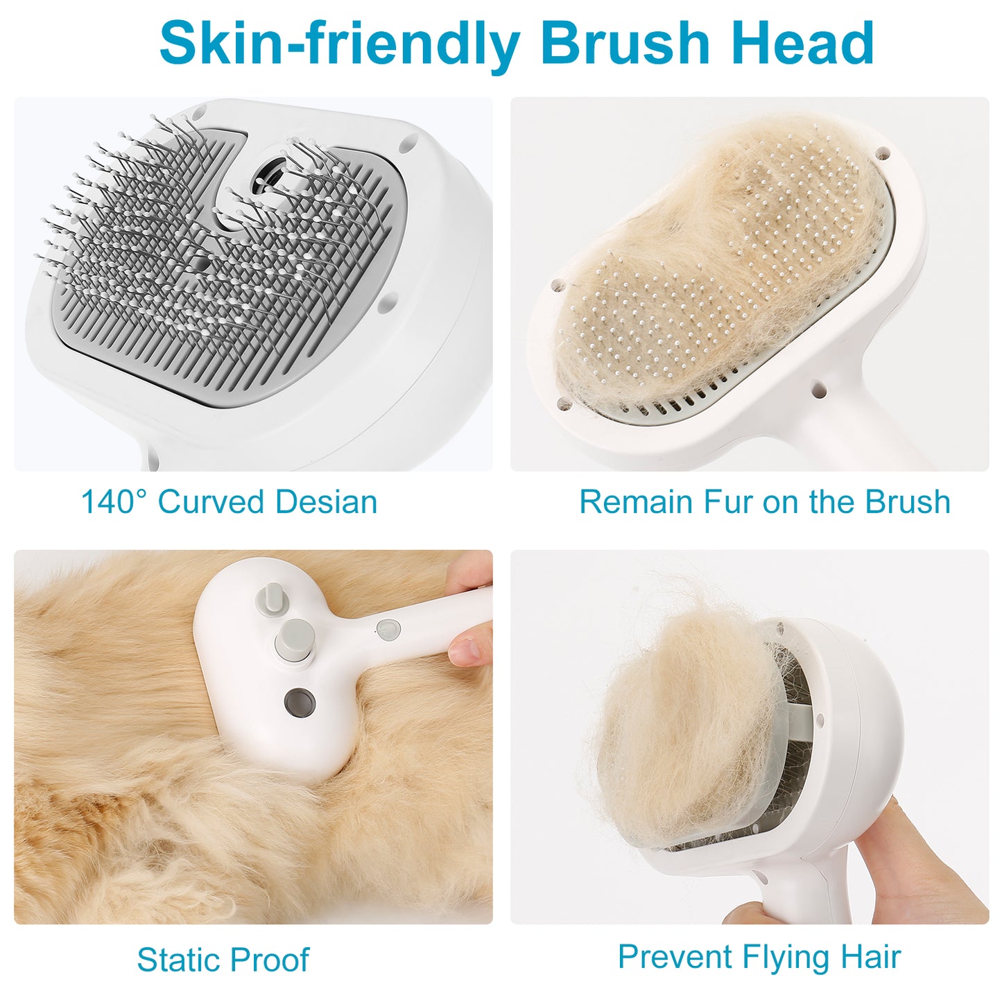 Oneisall Electric Cat Brush with Release Button, Spray Cat Brush for Shedding, Remove Static Flying Hair Pet Grooming Brush, Pet Grooming Supplies for Long and Short Hair Dogs Cats (White)