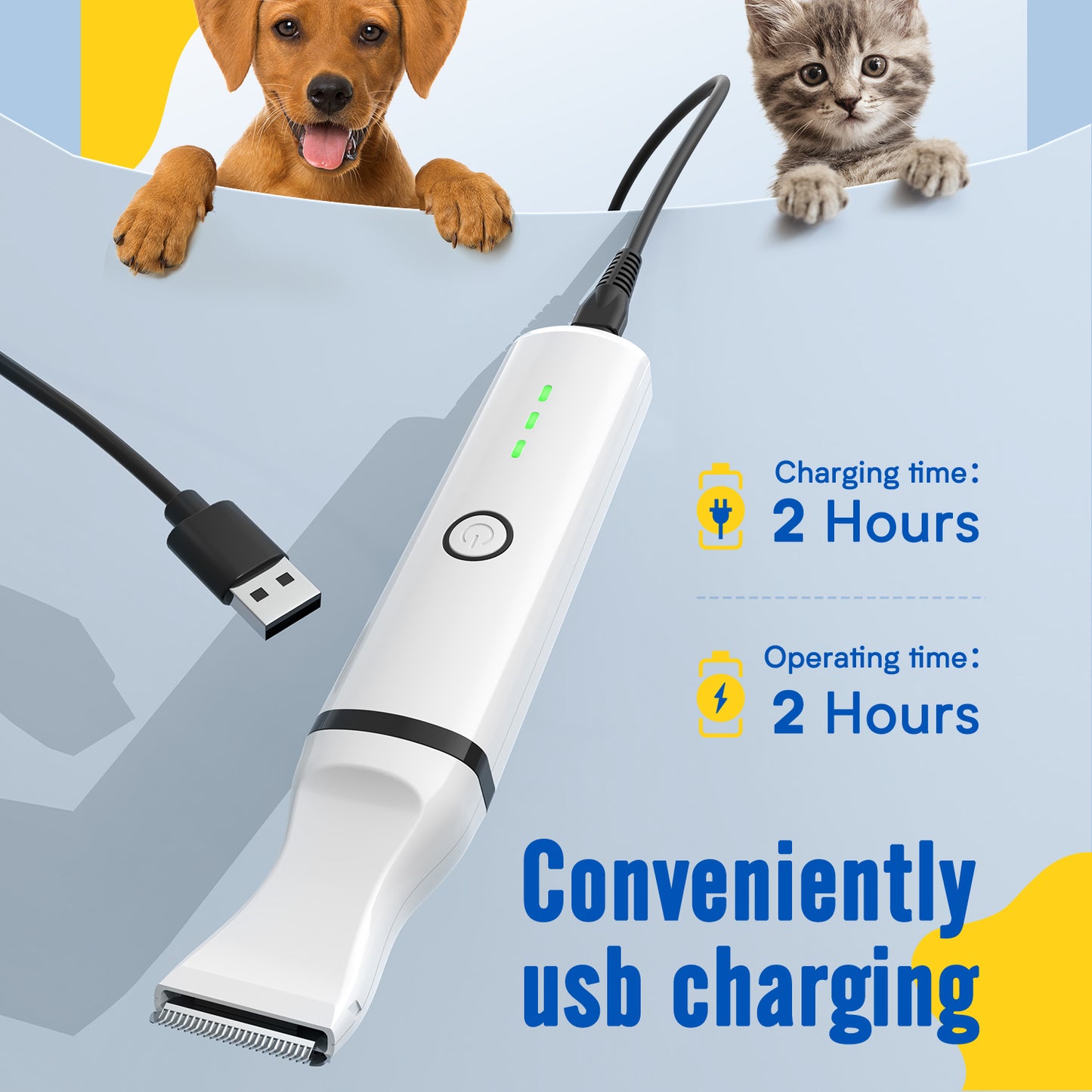 Oneisall N6 Dog Paw Trimmer, 2 Speed Quiet Cordless Small Dog Grooming Clippers Kit - White