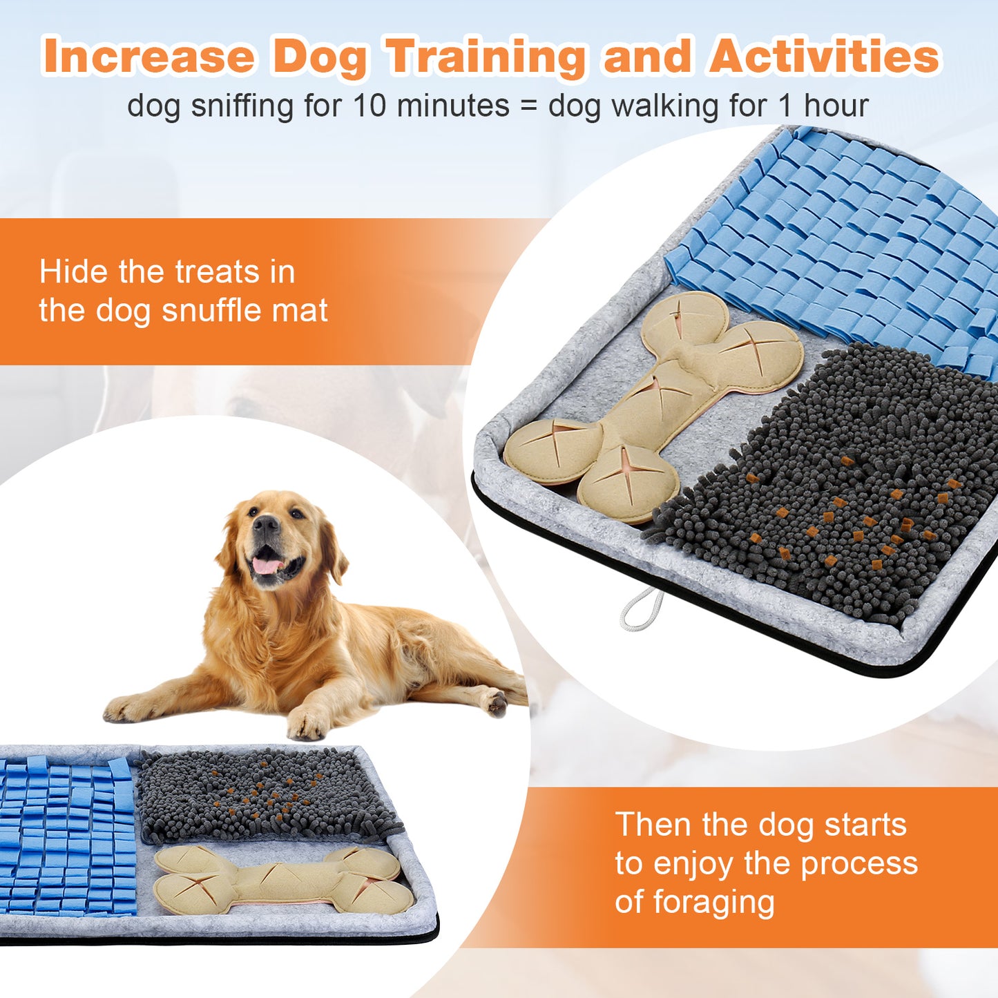 Oneisall Snuffle Mat for Dogs Large Breed, 24" x 18" Dog Snuffle Mat with Sound-making Toy & 2 Strong Suction Cups, Washable Sniff Mat for Dogs Smell Training, Slow Eating and Stress Relief - Gray