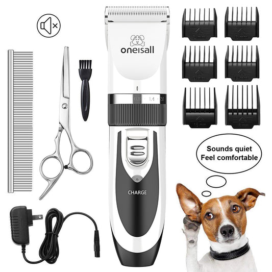 Oneisall Pet Clippers Electric, Low Noise Dog Grooming Kit, Rechargeable Cordless Dog Clippers for Grooming, Hair Clippers Set for Dogs Cats Pets - White